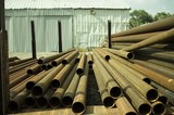 Metal Tubes Stored in a Yard